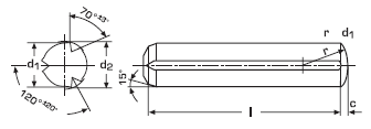 DIN 1473 Штифт цилиндрический с насечкой по всей длине и фаской, EN ISO 8740