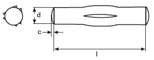 DIN 1475 Штифт цилиндрический с центральной насечкой на треть длины с трёх сторон с утолщением, EN ISO 8742