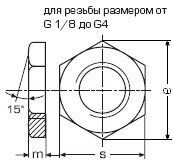 DIN 431 Гайка трубная низкая шестигранная, с трубной дюймовой резьбой, аналог ГОСТ 15522-70