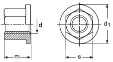 DIN 6331 Гайка шестигранная высокая с фланцем (буртиком), стальная, оцинкованная, нержавеющая