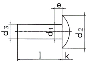 DIN 674 Заклёпка с полукруглой низкой головкой соответствует ГОСТ 10302-80, ISO 1051