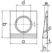 DIN 6917 Шайба косая квадратная клиновая с проточкой для высоконагруженных резьбовых соединений (HV) стальных конструкций