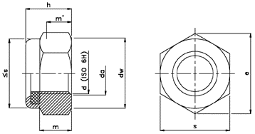 DIN 6924 Гайка шестигранная, самоконтрящаяся c неметаллическим вкладышем DIN EN ISO 7040, DIN EN ISO 10512