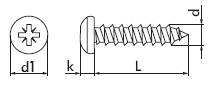 DIN 7981 Саморез шуруп (винт самонарезающий) для крепления тонких металлических листов, с крестообразным шлицем Pz или Ph, полукруглая (цилиндрическая со сферой) головка