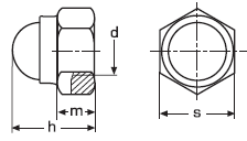 DIN 986 Гайка колпачковая самоконтрящаяся (самостопорящаяся) шестигранная, оцинкованная, с нейлоновым вкладышем